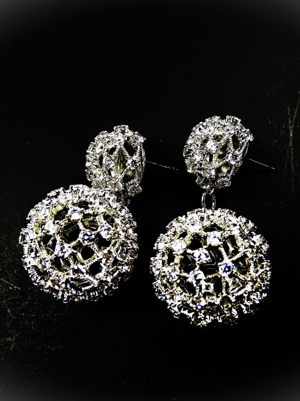 NADRI Rhodium Plated Metal & Clear Cubic Zirconia Ball Drop Earrings